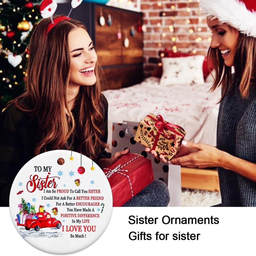 Sister Christmas Ornaments 2025,Sister Ornament for Christmas Tree,Best Sister Gifts,Friends Ornaments for Women,Friendship Gift for My Sister