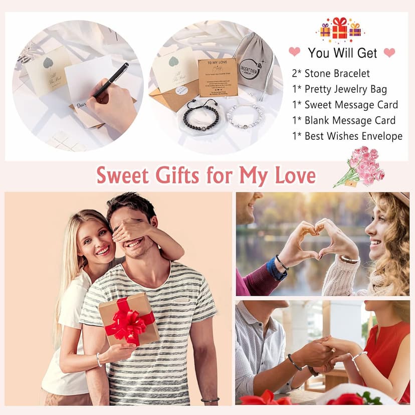 UNGENT THEM I Love You 100 Languages Bracelets Couples Gifts To My Men, Boyfriend, Girlfriend, Husband, My Love, Soulmate, Fiance - Anniversary Valentines Day Birthday Christmas Gift for Him and Her