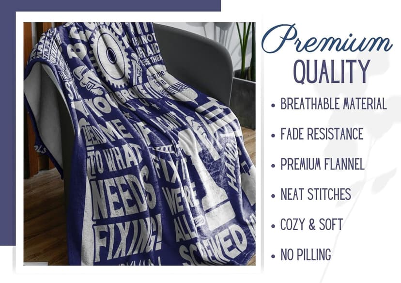 Hanyman Gifts Blanket for Man - 50" x 65" Throw, Flannel Blanket - Birthday Gifts for Handyman - Broke