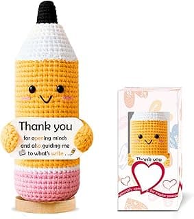 Teacher Gifts for Women Men Appreciation Thank You Gift Positive Crochet Pencil Ornaments Personalized Christmas Birthday Retirement Thanksgiving Gifts for her him Office Desk Decor Stocking Stuffers