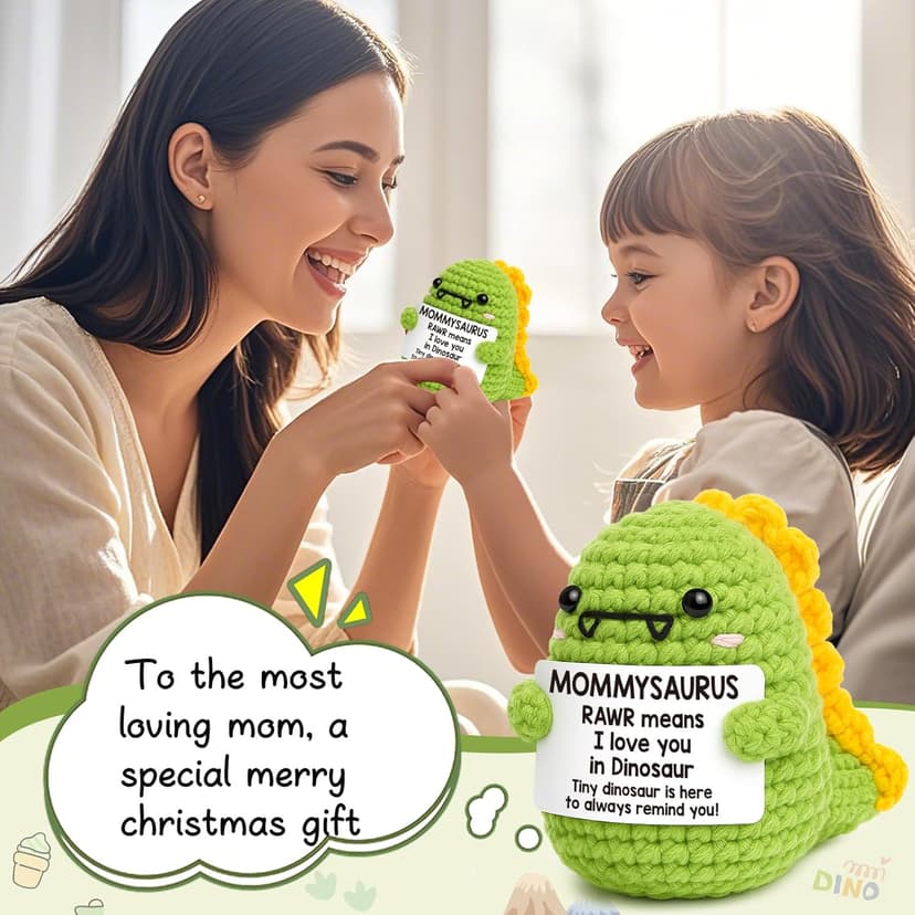 Mini Gifts for Mom Christmas I Love You Mommy Gift Handmade Crochet Dinosaur Mom Gifts for Christmas Birthday Gift for Mama Mother- in- Law New Bonus Step Moms Mother from Daughter Son Husband