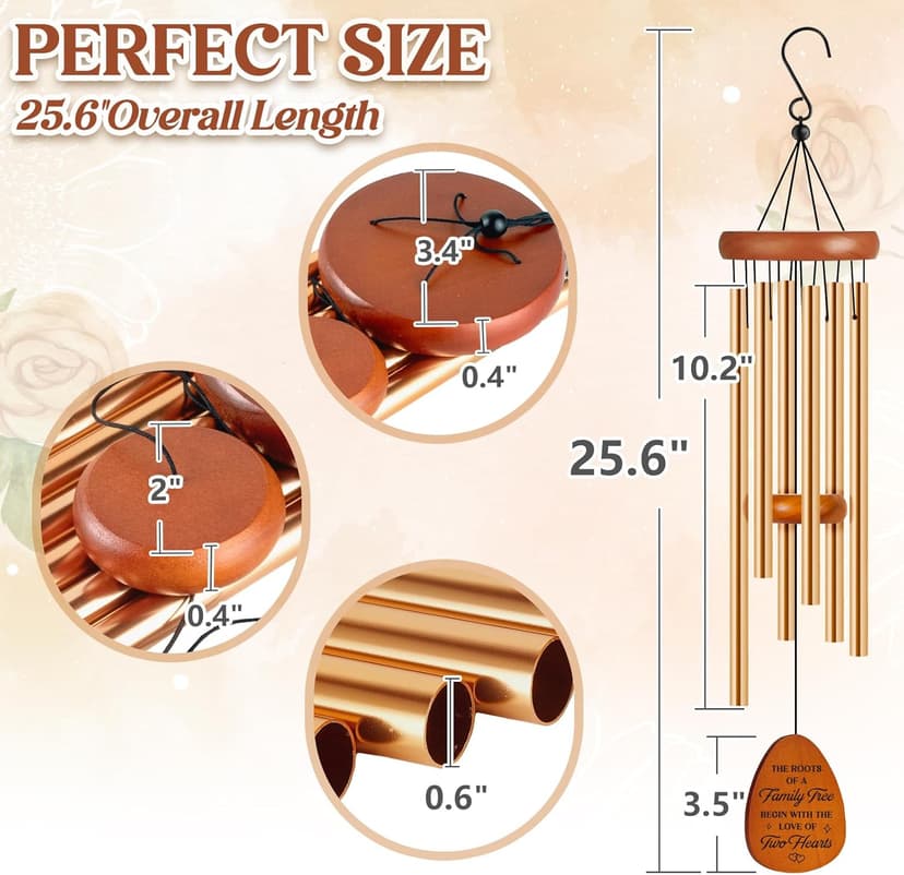 50th Anniverasry Wedding Gifts Wind Chimes, Anniversary Golden Gift for Couple, Wife, Husband, Romantic 50 Years Presents for Parents, Friends, Grandparents