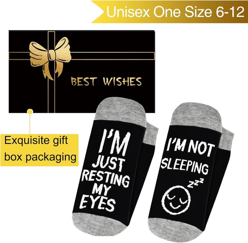 Dealswin Birthday Gifts for Men Dad Fathers Him Husband, I'm Not Sleeping I'm Just Resting My Eyes Socks