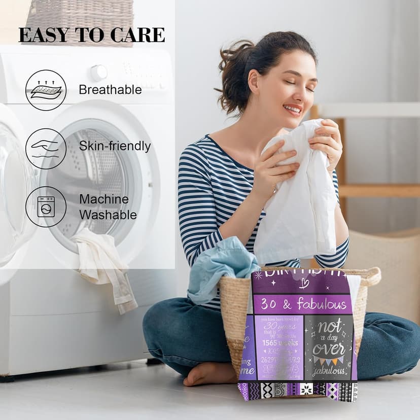 30th Birthday Gifts for Women Her, 30th Birthday Decorations for Women, 30 Year Old Gifts for Woman, Turning 30 and Fabulous - Blanket 60"X50"