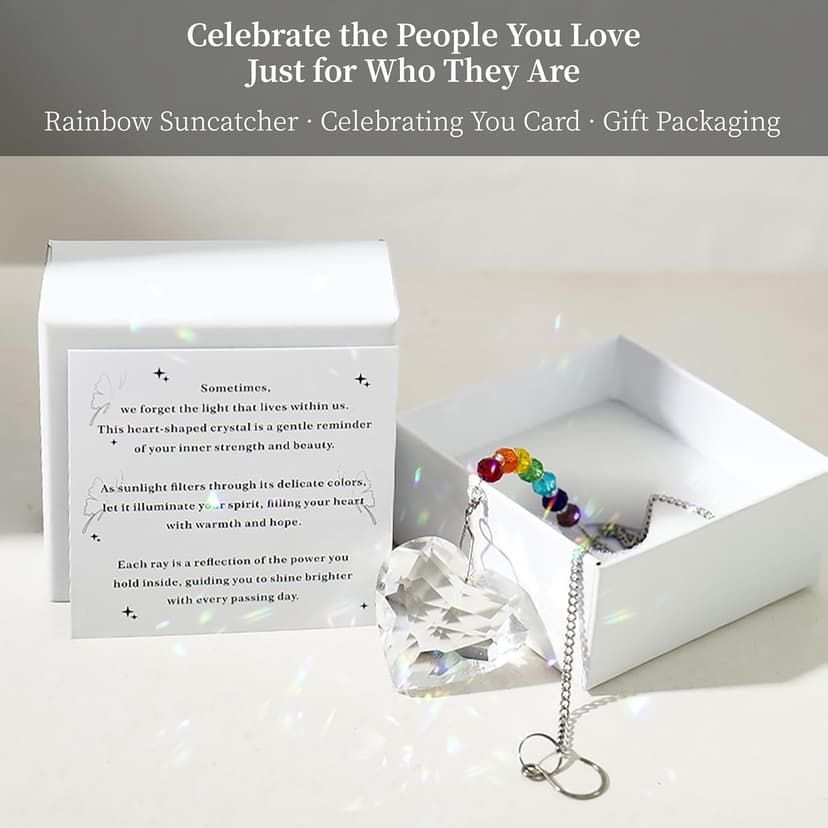 Birthday Gifts for Women Friendship, New Beginning Gifts for Her Friends Coworkers Her Wife Mom Daughter Sister Aunt Heart Crystals Suncacther