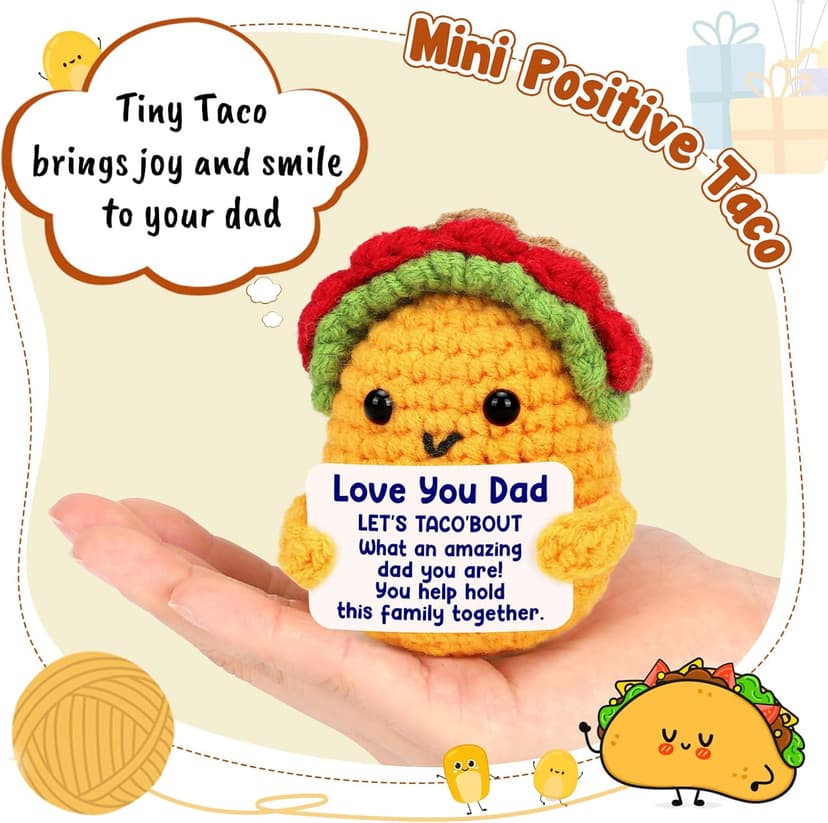 Dad Christmas Birthday Gifts from Daughter Son I Love Best Dad Ever Gifts for New Single Step Dads Thank You Daddy Cool Funny Present Fathers Day Handmade Crochet Taco Gift