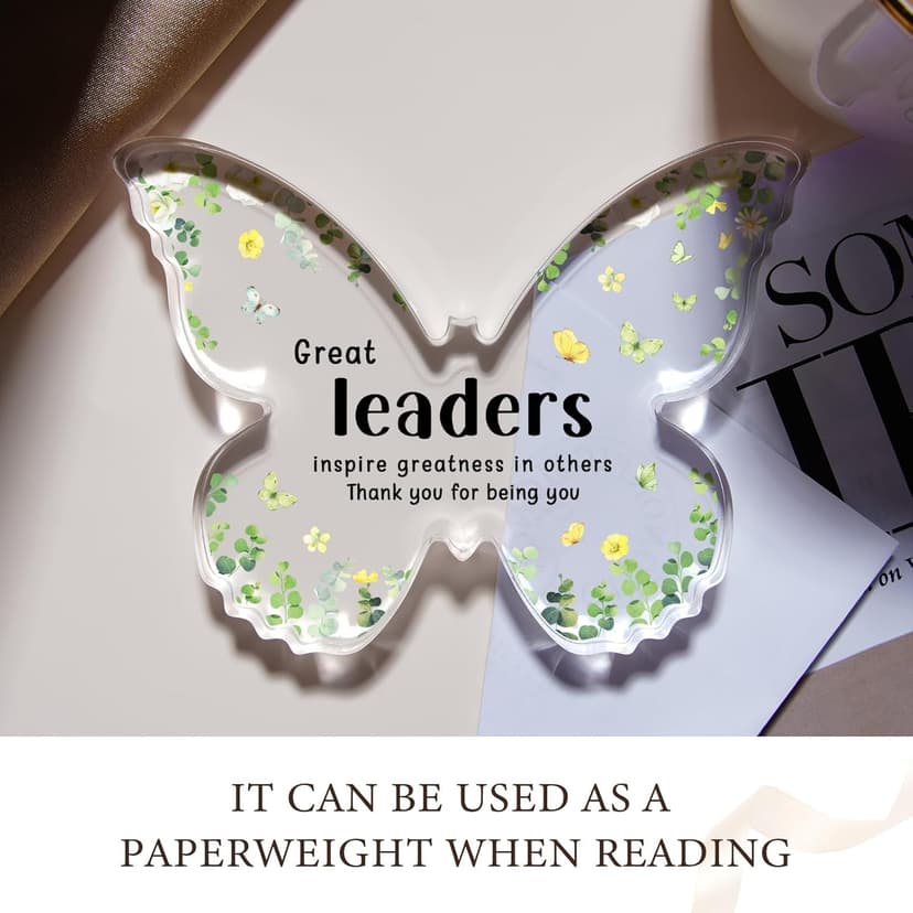 Boss Christmas Gifts, Boss Lady Gifts for Women, 5x3.8x0.5 Inch Butterfly Acrylic Plaque Decor, Birthday Retirement Leaving Going Away Boss Day Christmas Gift for Female Boss Leaders Manager