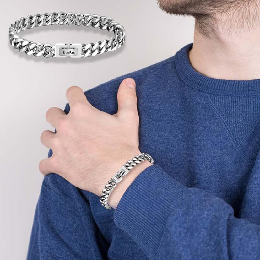 Dad Son Grandson Uncle Nephew Brother Husband Boyfriend Gifts for Men Boys, Cuban Chain Link Bracelet Gifts Graduation Back to School Birthday Christmas Anniversary Valentines Day Gifts for Him Men Teen Boys