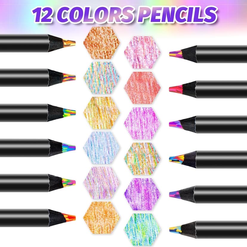 Stocking Stuffers, Art Supplies, 12 Rainbow Colored Pencils, Teen Girl Gifts Trendy Stuff, Art Supplies for Kids 9-12, Gifts for 5-12 Year Old Girl, Arts and Crafts for Kids Ages 8-12