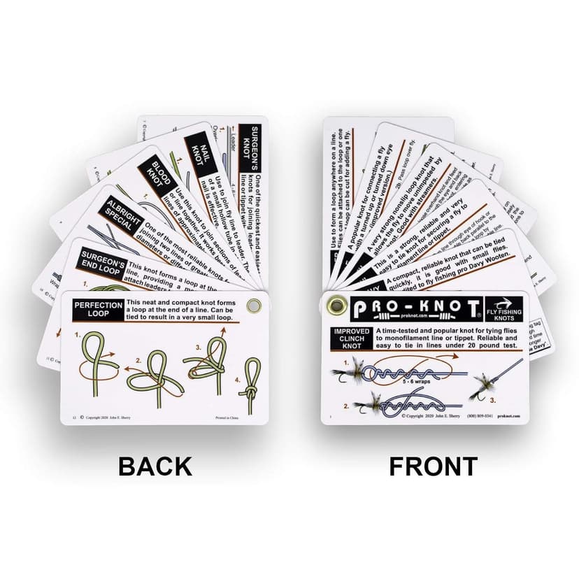 Pro-Knot Fly Fishing Knot Cards - Waterproof Knot Cards With 12 Best Fly Fishing Knots | Easy To Follow Knot Tying Instructions | Fly Fisherman Gift Idea
