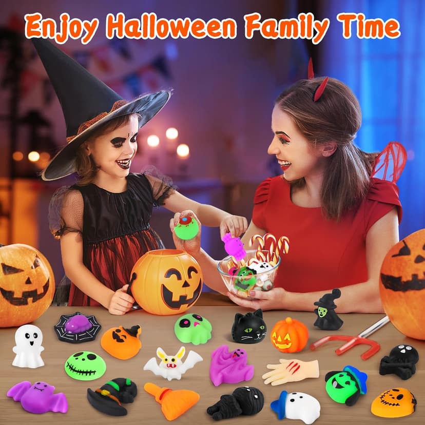 OCATO 30Pcs Halloween Mochi Squishy Toys Halloween Party Favors for Kids Halloweens Toys for Trick or Treat Bulk Non Candy Halloweens Treats Gift Goodie Bags Fillers Party Supplies for Kids Boys Girls