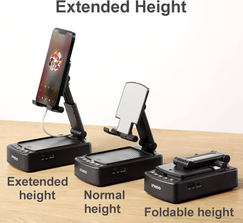 Gifts for Men Women, Phone Stand with Bluetooth Speaker BT5.3, Gifts for Him Dad Who have everything, Phone Holder with Wireless Speaker for iPhone/Android/Tablet, Tech Gadgets,Birthday Gifts for Men