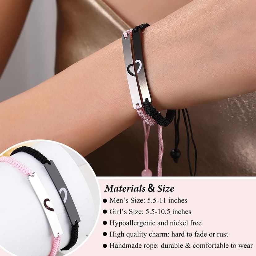Matching Heart Bracelets for Dad Daughter Birthday Valentine's Father's Day Gifts Christmas Gifts