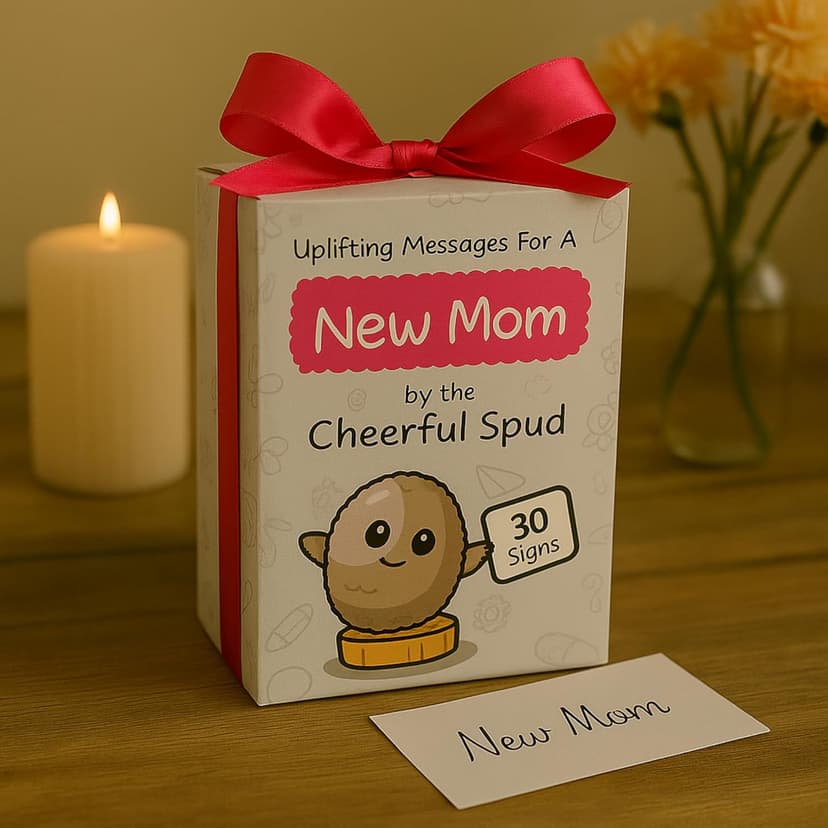 New Mom Gifts for Women - Tiny Potato with 30 Empowering Signs for New Moms - Gift for First Mothers Day - Postpartum Gift Idea for 1st Time Mother | Emotional Support Crochet for Moms After Birth