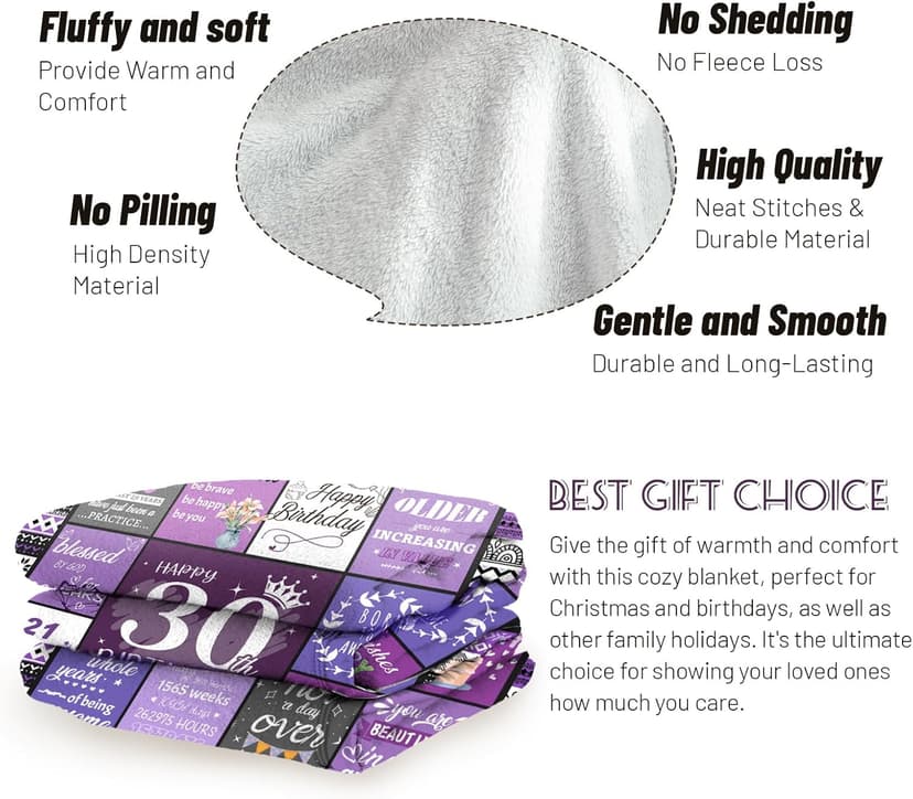 30th Birthday Gifts for Women Her, 30th Birthday Decorations for Women, 30 Year Old Gifts for Woman, Turning 30 and Fabulous - Blanket 60"X50"