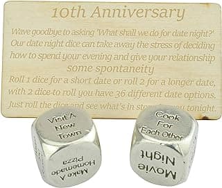 TIN Date Night Dice 10th Anniversary 100% Pure Tin - Create a Unique 10th Anniversary Date Night