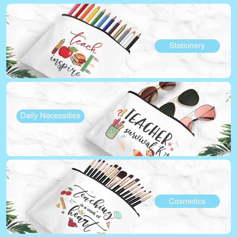 UAREHIBY 12 PCS Teacher Appreciation Gifts in Bulk, 20 OZ Wine Tumbler Teacher Gifts, Graduation Gift with Keychain,Best End of Year Teachers Gift with Cosmetic bag for Women Men