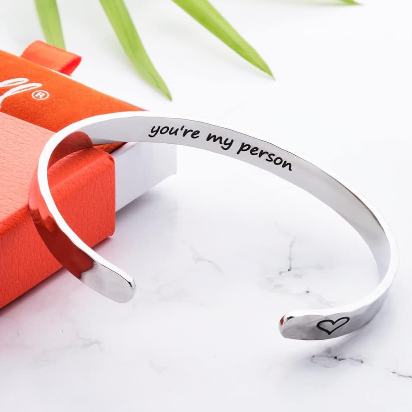 Carviell Engraved Cuff Bracelets for Women – Inspirational, Friendship, Love, Mom, Daughter, Sister, Christian, Graduation, Memorial & Wedding Gifts – 80+ Phrases – Stainless Steel, Gift-Ready