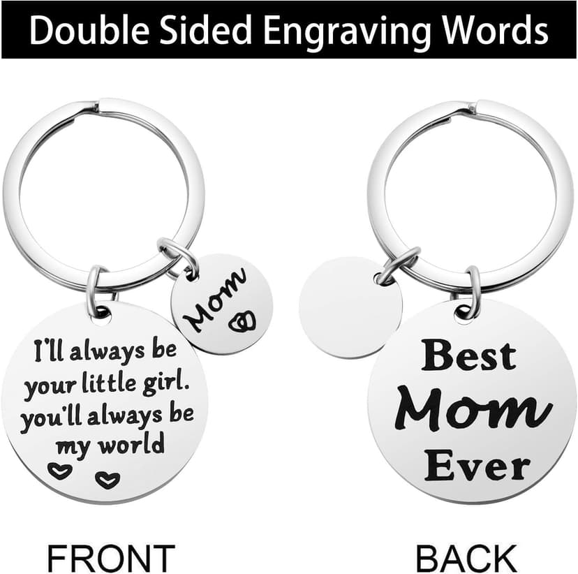 Mothers Day Gifts, Mom Gifts from Daughter for Birthday, I'll Always Be Your Little Girl, You Will Always Be My World, Best Mom Ever Keychain for Valentines Day Christmas Stocking Stuffers