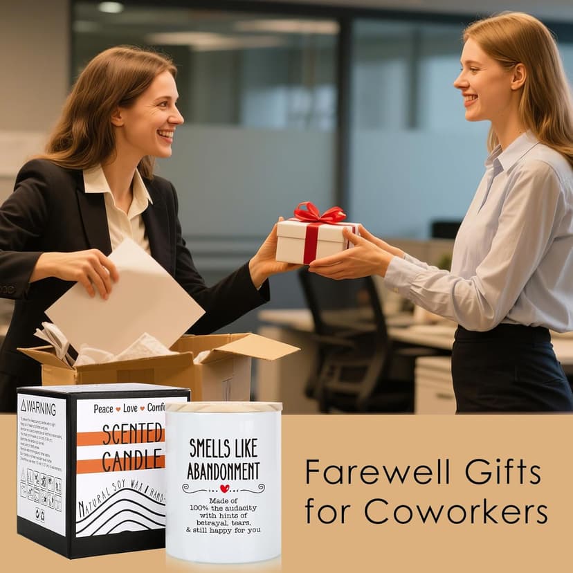 Farewell Retirement Gift for Coworker Friend, 10OZ Funny Leaving Candle Gifts, Moving Away Going Away Goodbye Gifts for Women Coworkers Work Bestie, Smells Like Abandonment Scented Soy Candle