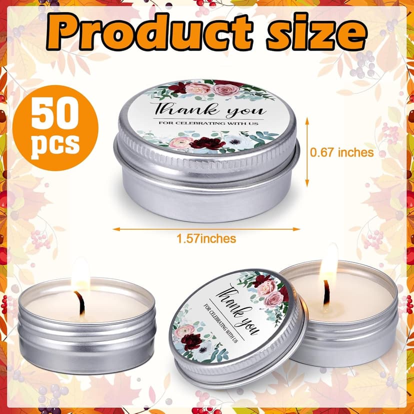 MTLEE 50 Pcs Wedding Candles Gift Favors for Guests 1 Oz Lavender Scented Soy Wax Aromatherapy Candle Favors for Bridal Shower Rustic Wedding Party Guests(Thank You)