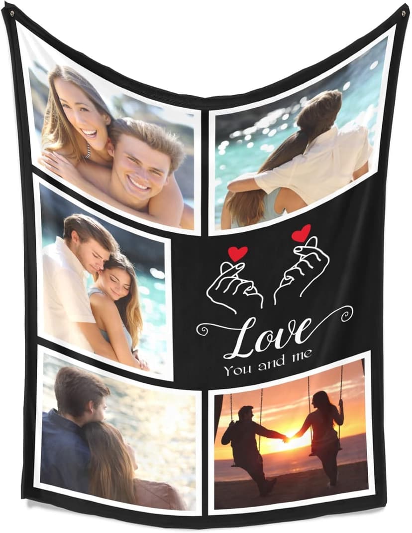 Custom Photo Blankets Using My Own Photo, Personalized Couples Gifts for Valentines Day Gifts for Him & Her