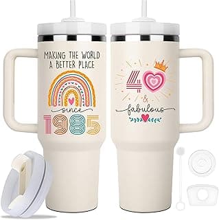 40TH Birthday Gifts for Her, Vintage 1985 Tumbler, 40 Year Old Birthday Gift Idea for Women, Funny 40 & Fabulous Bday Gift for Women, Friends, Daughter, Sister, Mom - Turning 40 Present