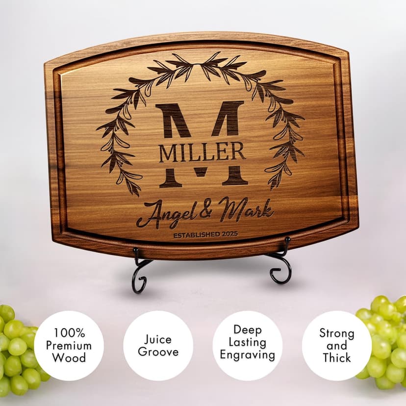 Personalized Wedding Gifts for Couples 2025, Custom Walnut Cutting Board for Kitchen, Personalized Bridal Shower, Best Wedding Registry and Engagment Gift