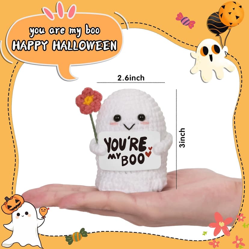 You're My Boo Buddy Cute Halloween Spooky Gifts - Funny & Romantic Handmade Crochet Ghost Plush Decor for for Girlfriend, Boyfriend, Couples, Her, Him, Friends, Valentine,Christmas Stocking Stuffer