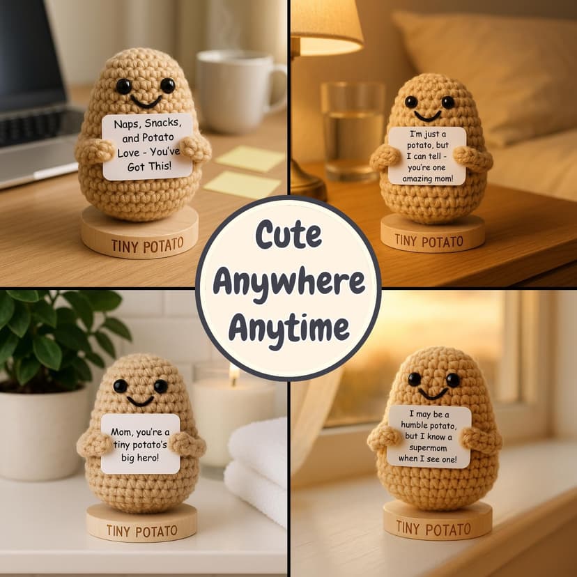 New Mom Gifts for Women - Tiny Potato with 30 Empowering Signs for New Moms - Gift for First Mothers Day - Postpartum Gift Idea for 1st Time Mother | Emotional Support Crochet for Moms After Birth