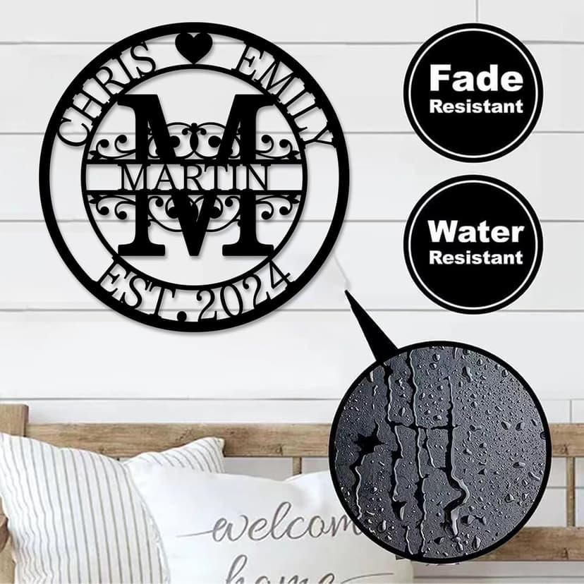 Custom Metal Signs | Personalized Monogram Name Sign | Wedding Gifts for Couples 2025 | Outdoor Wall Art for Family Name | Anniversary Wedding Gifts for Women, Wife, Parents, couple
