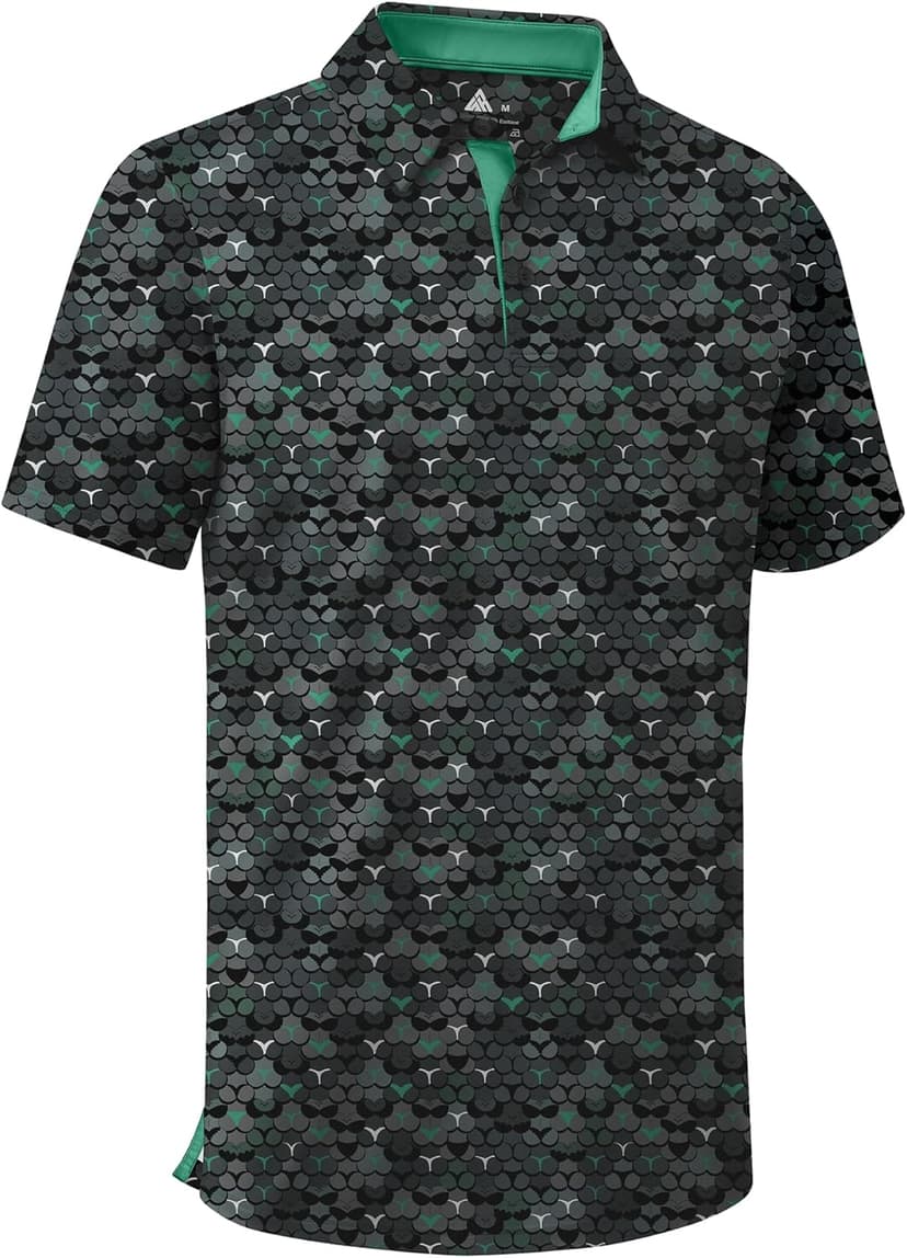 ZITY Men's Golf Shirts Short Sleeve Moisture Wicking Performance Print Patterns Casual Collared Golf Polo Shirt for Men