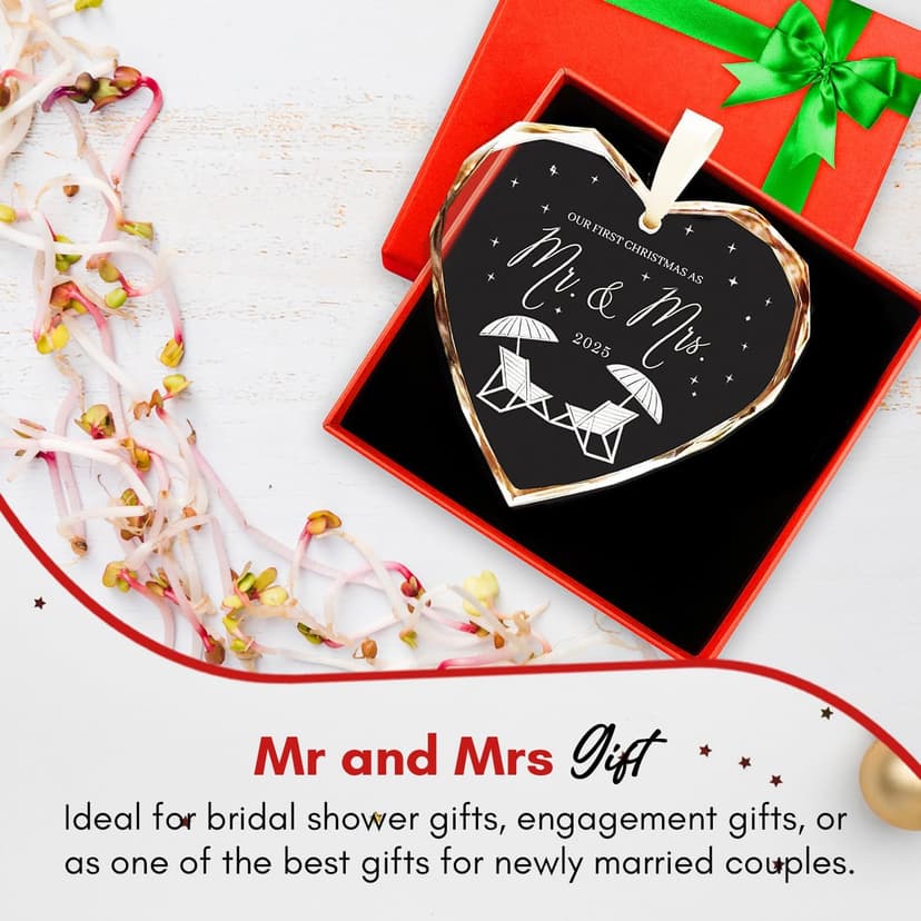 Wedding Gifts - Mr and Mrs Gifts - Marriage Gift Ideas for Couples, Future Mr and Mrs Gift Ideas-Her Just Married Ornaments - Just Married Decorations Bridal Shower Ornaments(Beach)