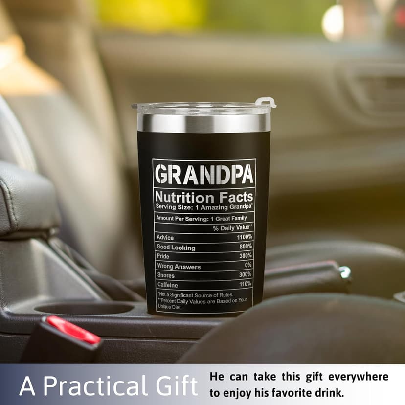 Grandpa Gifts - Grandpa Birthday Gifts from Grandchildren - Fathers Day Gift, Birthday Christmas for Grandfather - Grandfather Gift Ideas from Granddaughter, Grandson - 20 Oz Black Tumbler