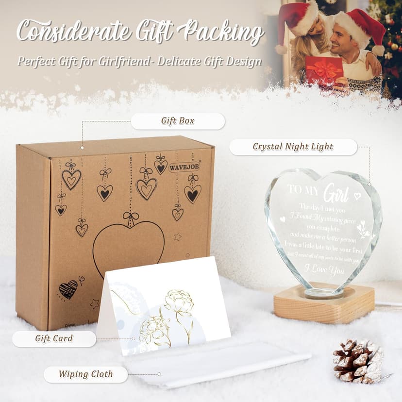 to My Girl Gifts 3D Illusion Lamp for Girlfriend, Engraved Crystal Night Light Presents, Birthday Anniversary Christmas Valentines Day Gifts for Girlfriend Wife from Husband Boyfriend