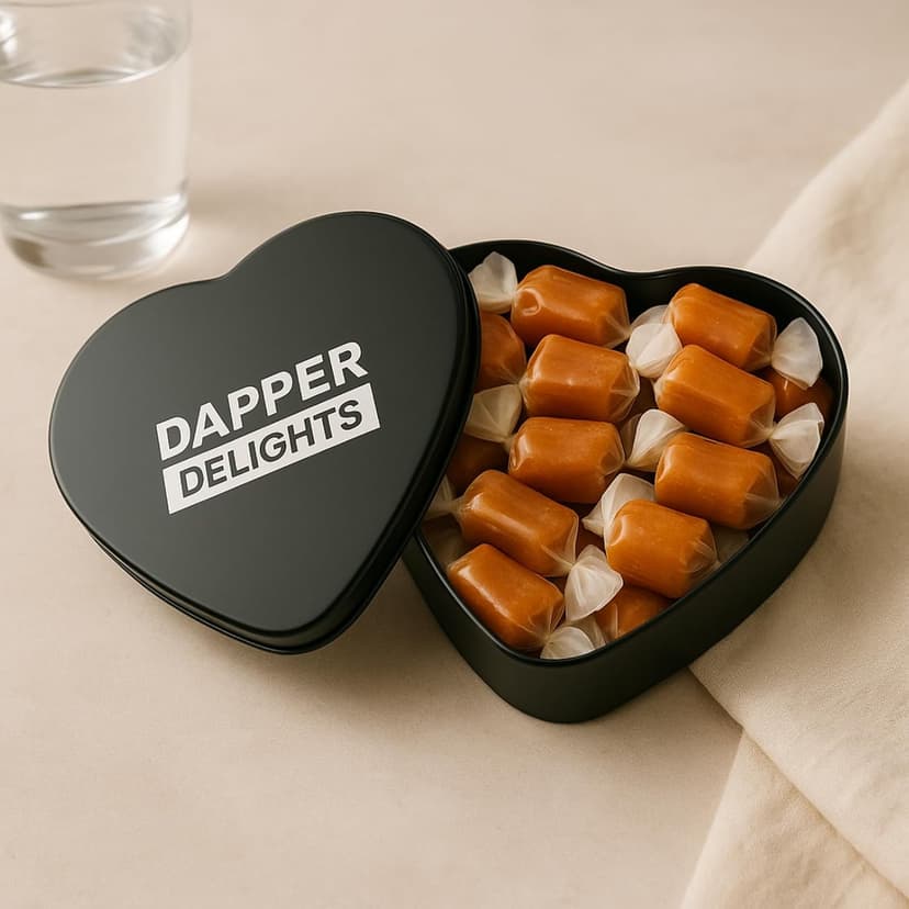 Kiri & Sons Soft Chewy Caramel Whiskey Candy, Premium Gourmet Tin Gift for Father's Day, Black Tin – Salted Caramel