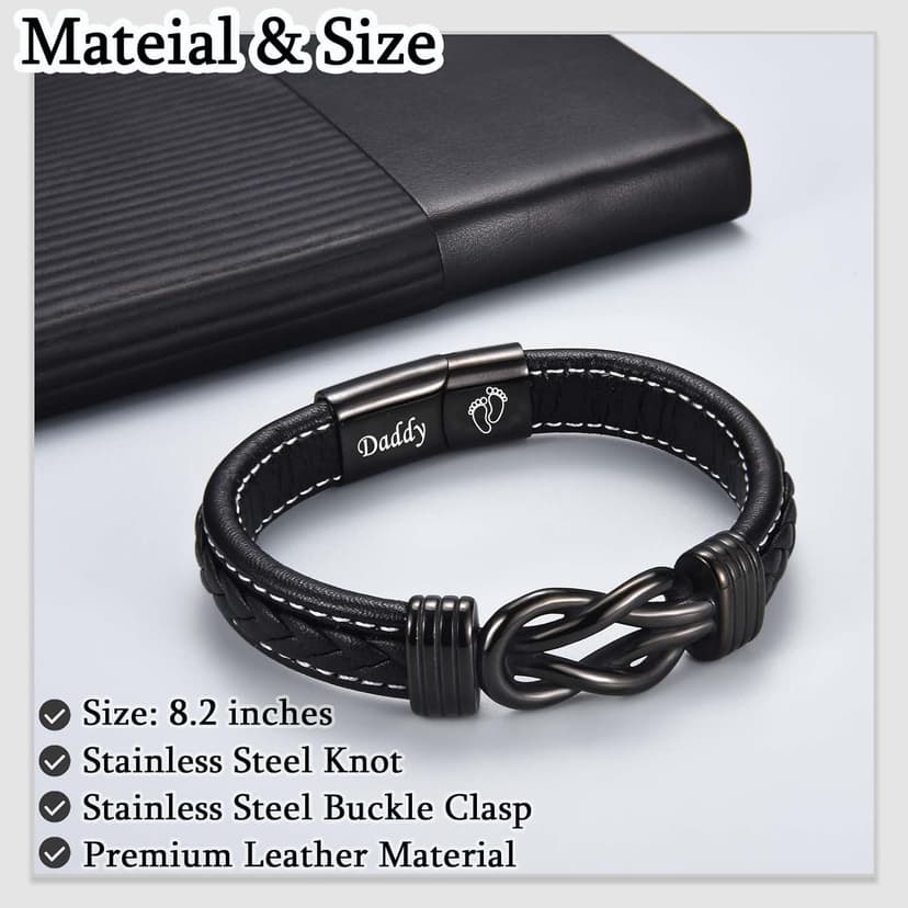 Love You Forever Leather Bracelet Gifts for Men Him Teen Boys, To My Brother Son Grandson Nephew Friend Dad Husband Christmas Birthday Valentines Fathers Day Graduation Back to School Gifts