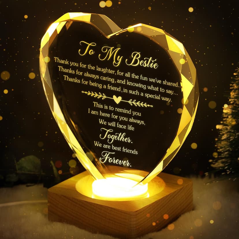 Best Gift to My Bestie 3D Illusion Lamp, to My Best Friend, 3D Crystal Night Light Gift for Bestie's Birthday, Holiday, for Best Friend Sister Girls Women Soft Warm White Colors