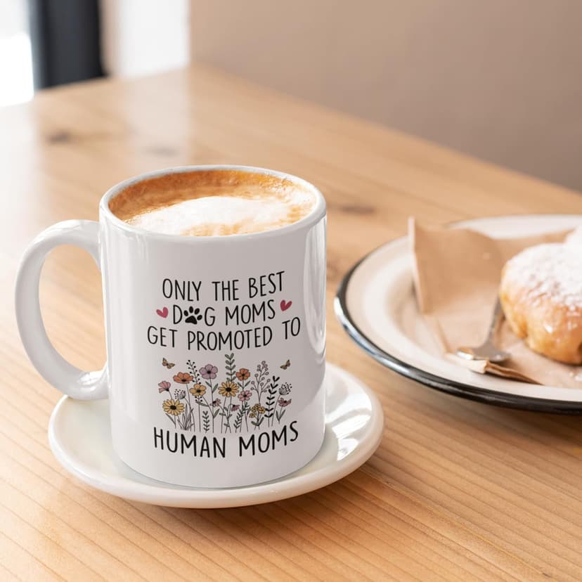 Mom To Be Gift, New Pregnancy Gifts For Expecting Mommy, Only The Best Dog Moms Get Promoted To Mug, Mama To Be gifts For Birthday Day, Mothers Day, Christmas (Mom)