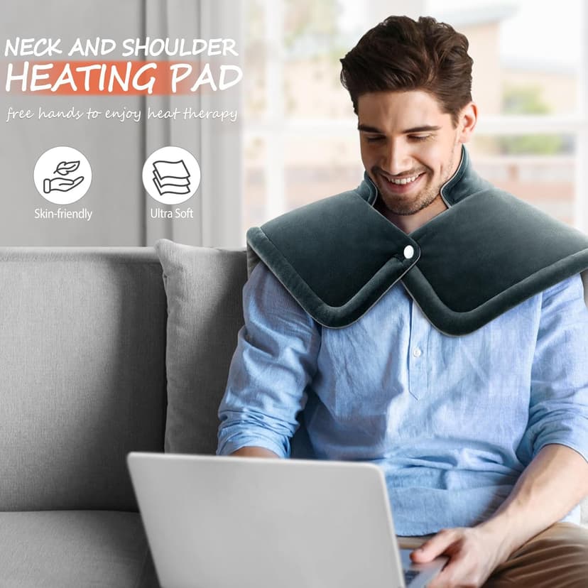 Neck Heating Pad Gifts for Dad, Men, XL Weighted Shoulder Heat Pad, Back Pain Relief Heat Pads, Gifts for Mom, Women and Christmas, Birthday, Mother's Day, Fathers Day Warm Gifts, 23'' x 17''