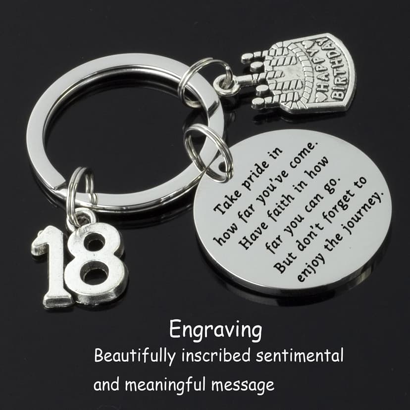 18th Birthday Gifts for Girls Take Pride in How Far You've Come and have Faith Key Chains Best Women Men Happy Eighteen 18th Birthday Keychain