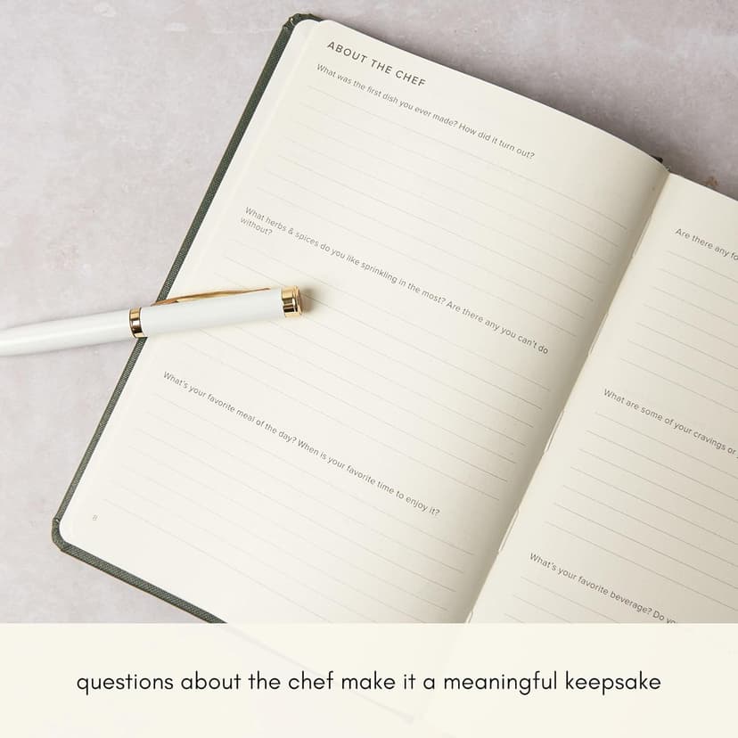 Kunitsa Co. Recipe Notebook - Keepsake Gift, Hardcover Blank Recipe Book to Write In Your Own Recipes with Journaling Prompts About the Chef, 100 Recipes, Dark Pine