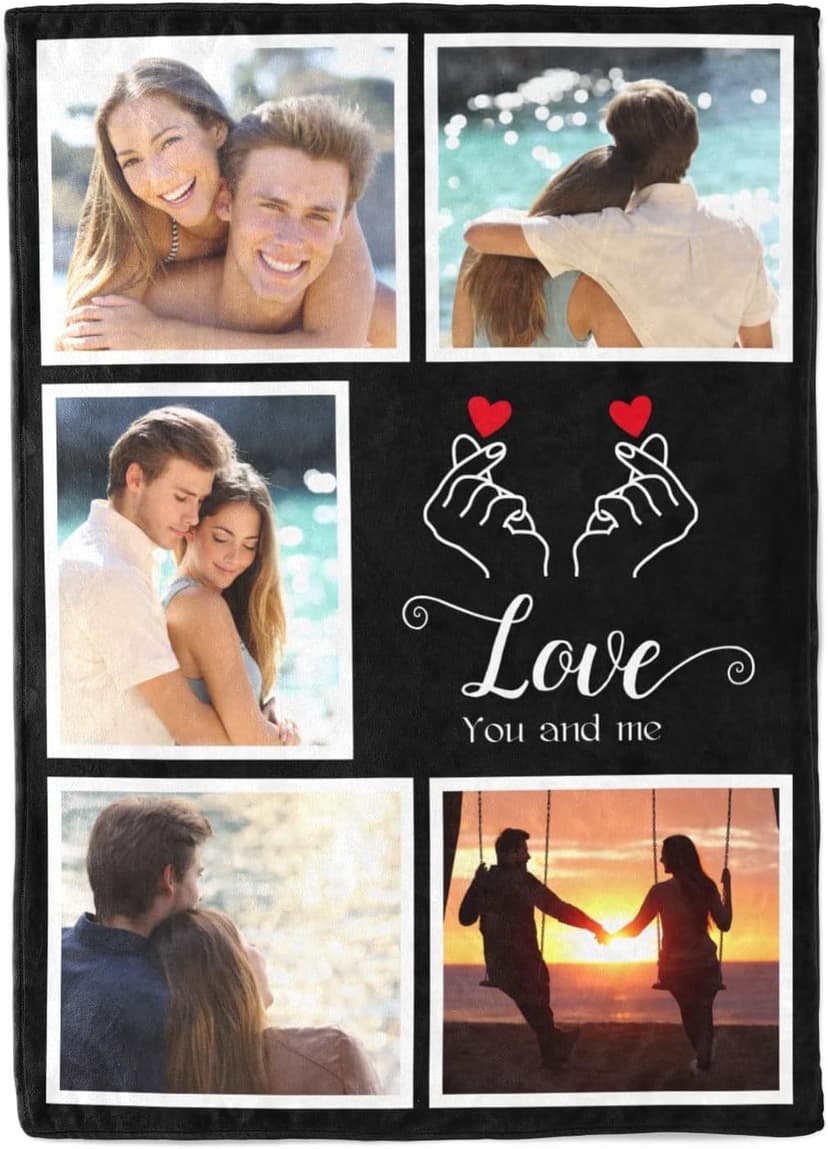 Custom Photo Blankets Using My Own Photo, Personalized Couples Gifts for Valentines Day Gifts for Him & Her