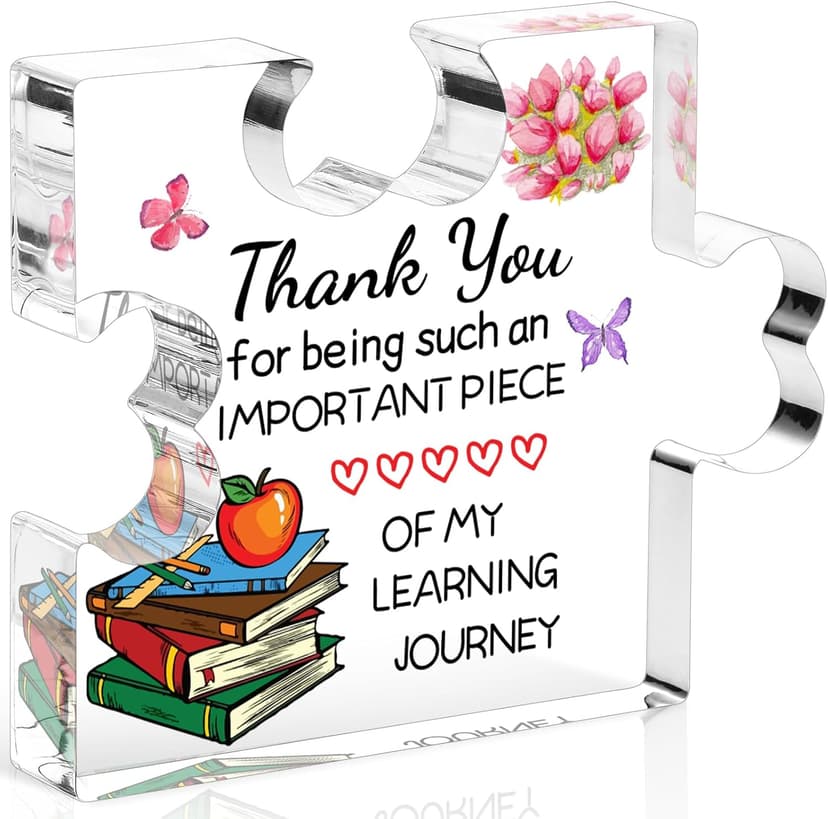 Funnli Teacher Gifts, Back to School Teacher Gifts, Teacher Appreciation Gifts Acrylic Plaque, Thank You Graduation Valentines Day Christmas Gifts for Women Teacher Classmate Study Partner Roommate