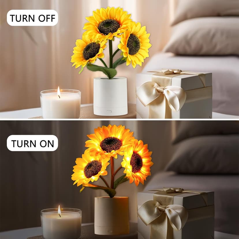 Sunflower Flower Lamp Gifts for Women, Birthday Christmas Ideal Gifts for Women Mom Granddaughter Girlfriend Friend Wife Anniversary Birthday, Bedroom Bar Coffee Shop Sunflower Night Light Lamp Decor