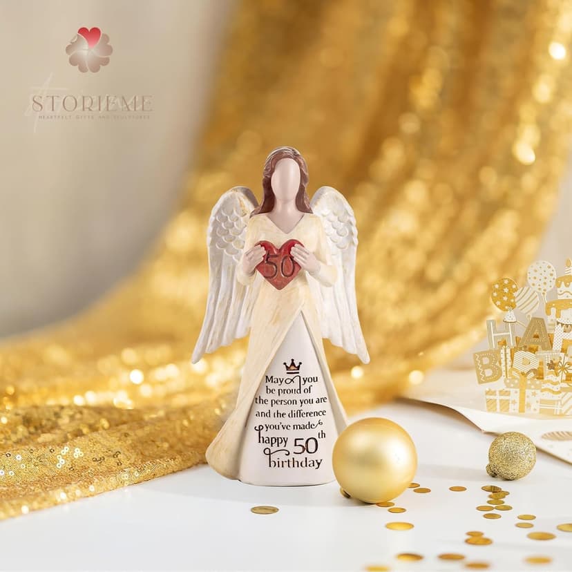 50th Birthday Gifts for Her Women: Happy Birthday Gift for Friends Besites Sisters Daughter Mom 50 Year Old Woman Birthday Angel Figurine