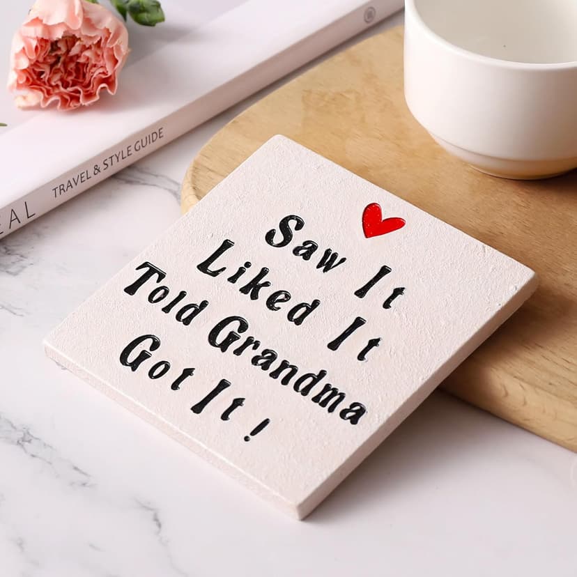 Grandma Gifts, Birthday Christmas Ideas for Grandmother from Grandkids Granddaughter Grandson, Best Grandma Ever Gifts, Funny 4'' Resin Coaster Present for 1st Time Grandma to Be
