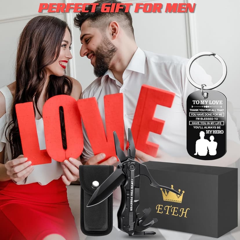Gifts for Boyfriend Husband,Multitool Pocket Knife "I LOVE YOU",Anniversary Birthday Christmas Valentines Day Gifts for Him,Unique Camping Hunting Cycling Gift Ideas for Men