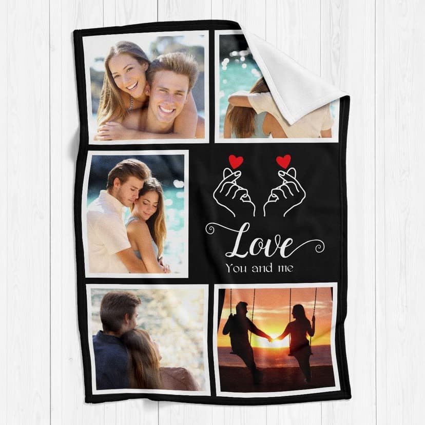 Custom Photo Blankets Using My Own Photo, Personalized Couples Gifts for Valentines Day Gifts for Him & Her