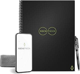 Rocketbook Core Reusable Spiral Notebook, Letter Size 8.5x11, Black - Dotted Pages, App-Connected, Erasable, Durable Cover, Ideal for School, Work, and Creative Projects